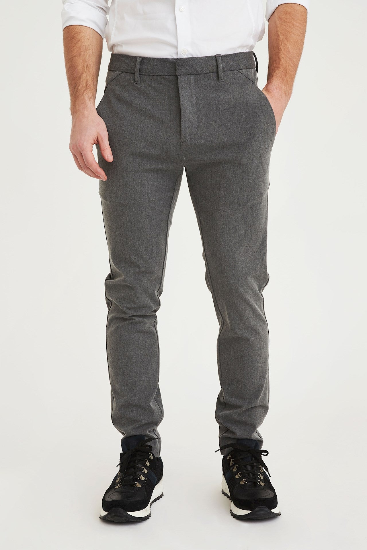 Grey Melange Stretch Slim Fit