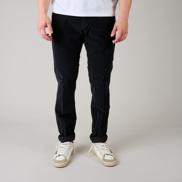 Black Blue Washed Fine Corduro