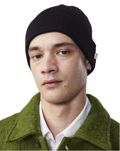 Rib knit beanie - merino wool - Black