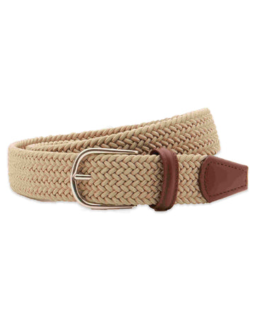 Beige Tubular Woven Stretch Belt
