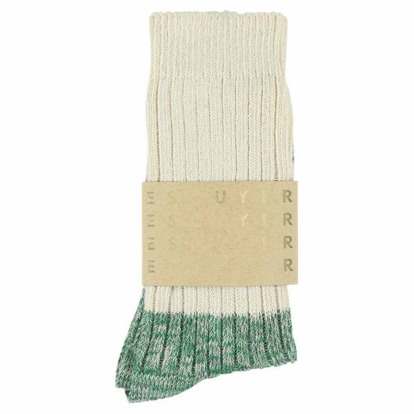 Melange Blend Block Socks Ecru