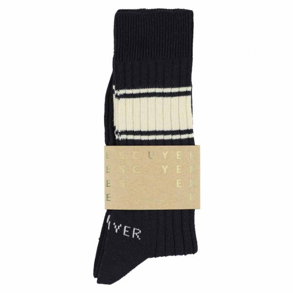 Stripe Logo Socks Blue / Ecru