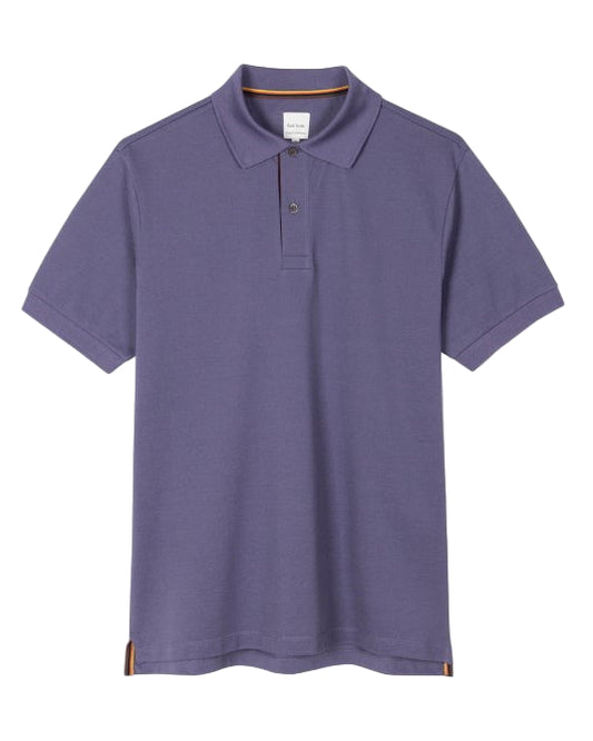 Purple polo shirt on a light gray background