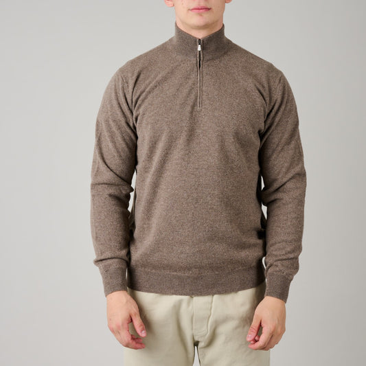 BEIGE WOL/CASHMERE ZIP