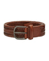 Cognac Leather Tubular Woven Stretch Belt