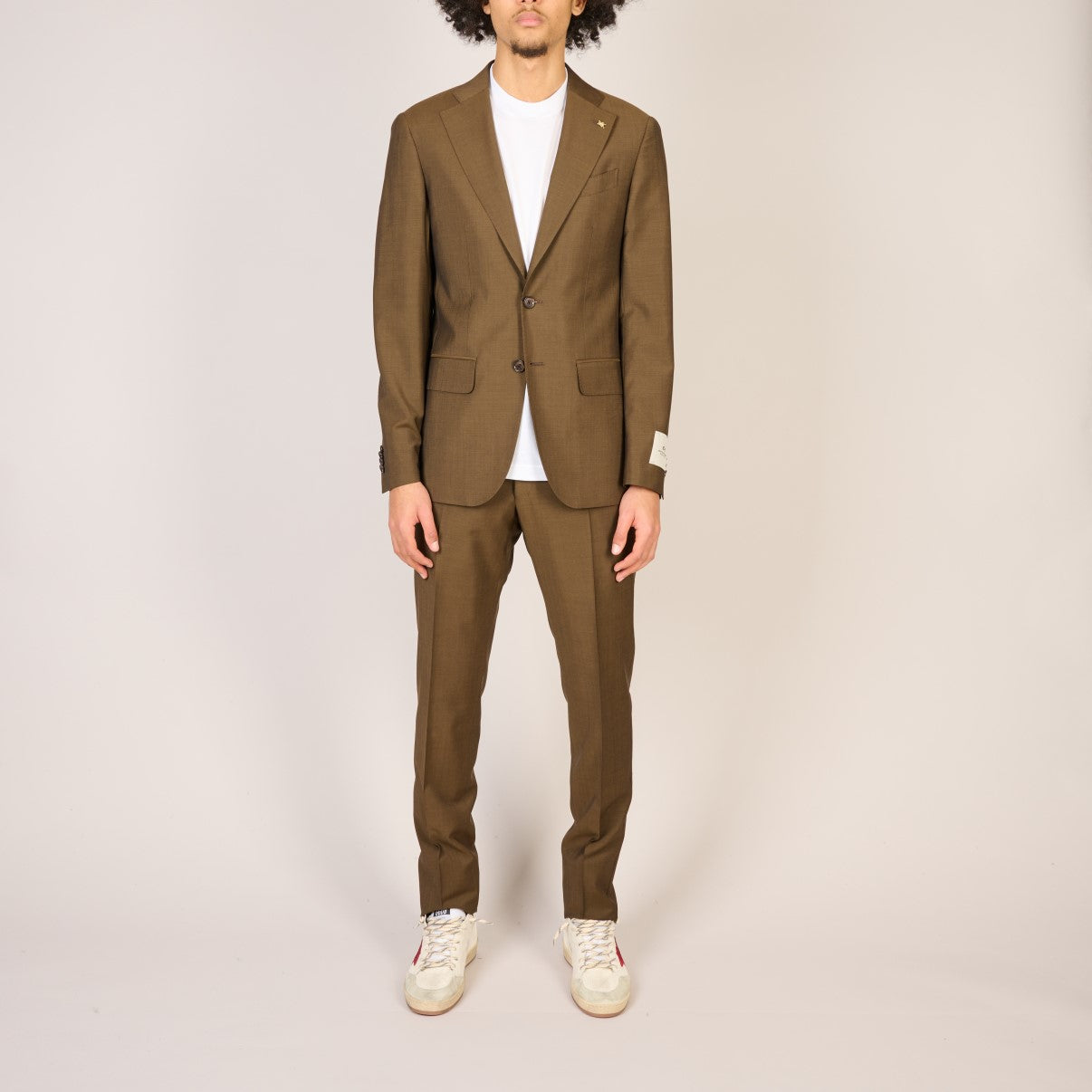 Slim Fit Wool Suit Brown