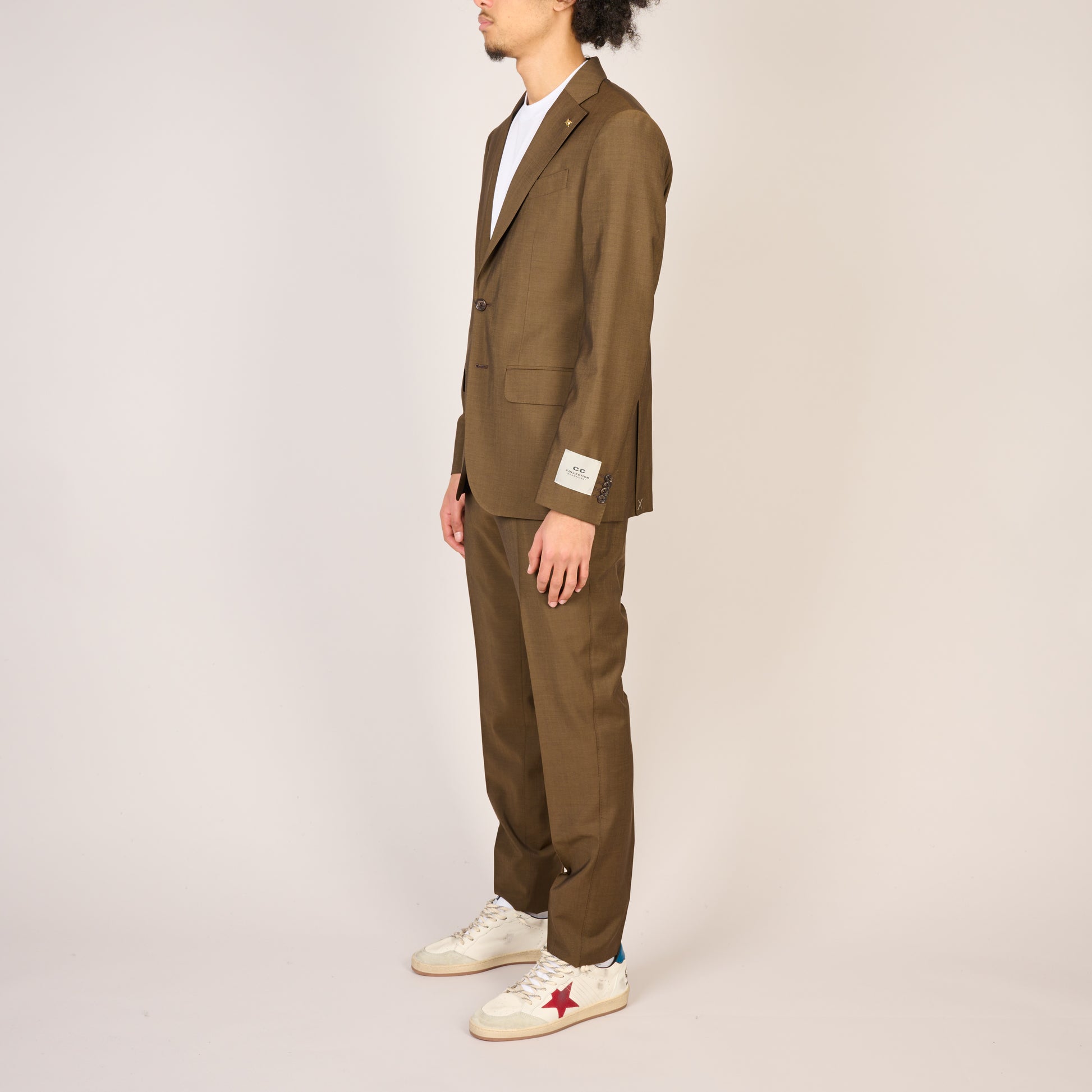 Slim Fit Wool Suit Brown