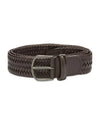Brown Leather Tubular Woven Stretch Belt