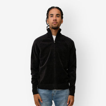 velvet full zip knit - Piombo