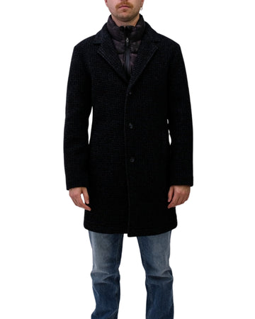 Checkered Wool Jacket Navy Blue