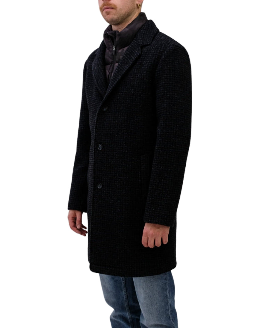 Checkered Wool Jacket Navy Blue