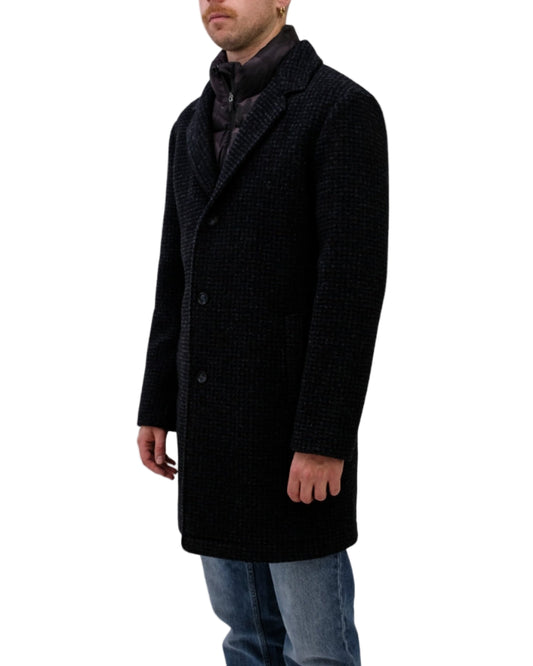 Checkered Wool Jacket Navy Blue