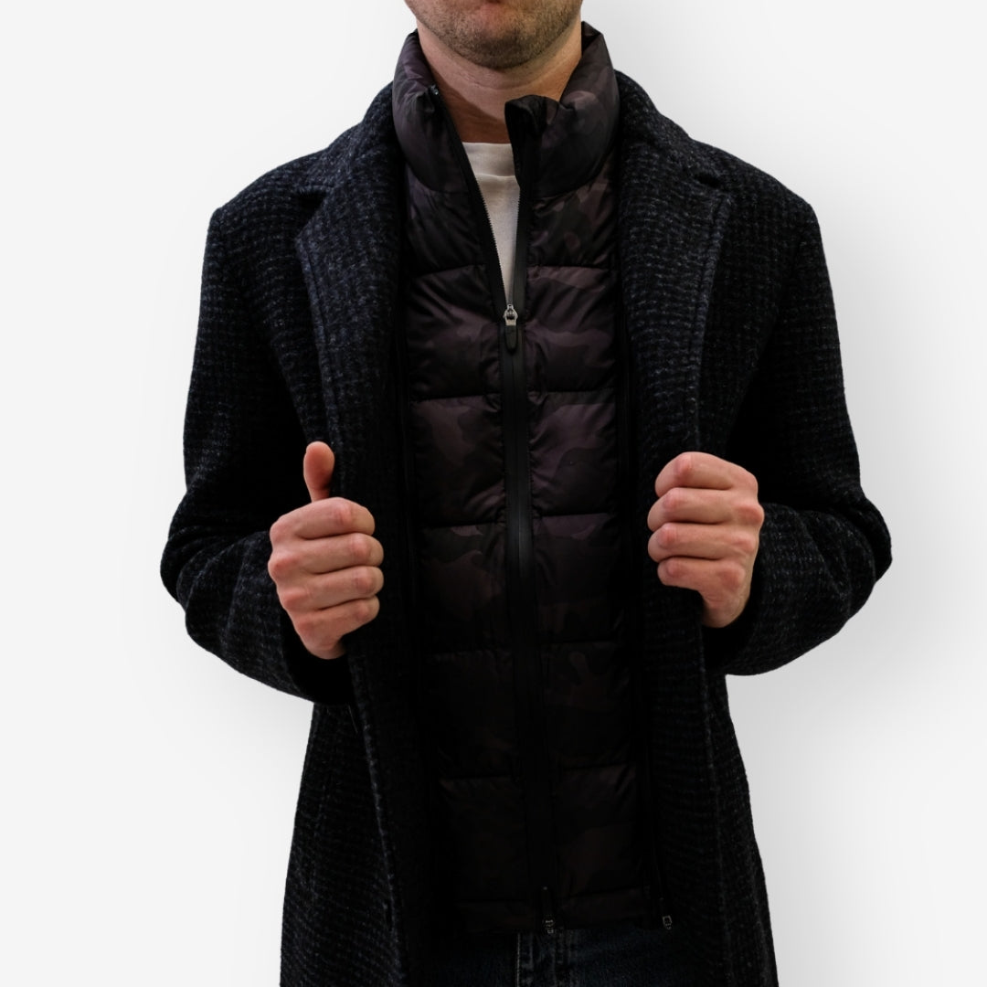 Checkered Wool Jacket Navy Blue