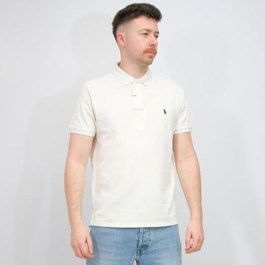 Iconic Mesh Polo Shirt Antique Cream Antique Green
