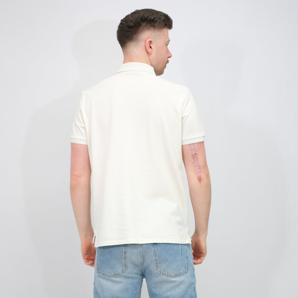 Iconic Mesh Polo Shirt Antique Cream Antique Green