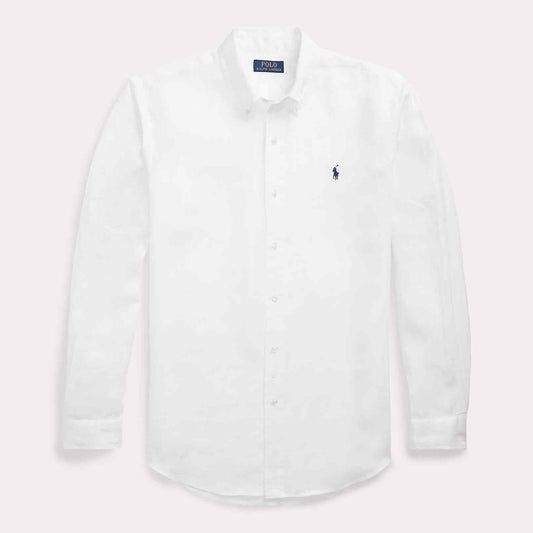Slim Fit Linen Shirt Ceramic White