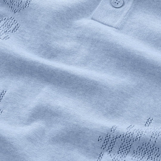 Thor Knitted Cotton Polo Ceru
