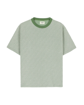 Ren Waffle Knit Cotton T-shirt Ecru Green