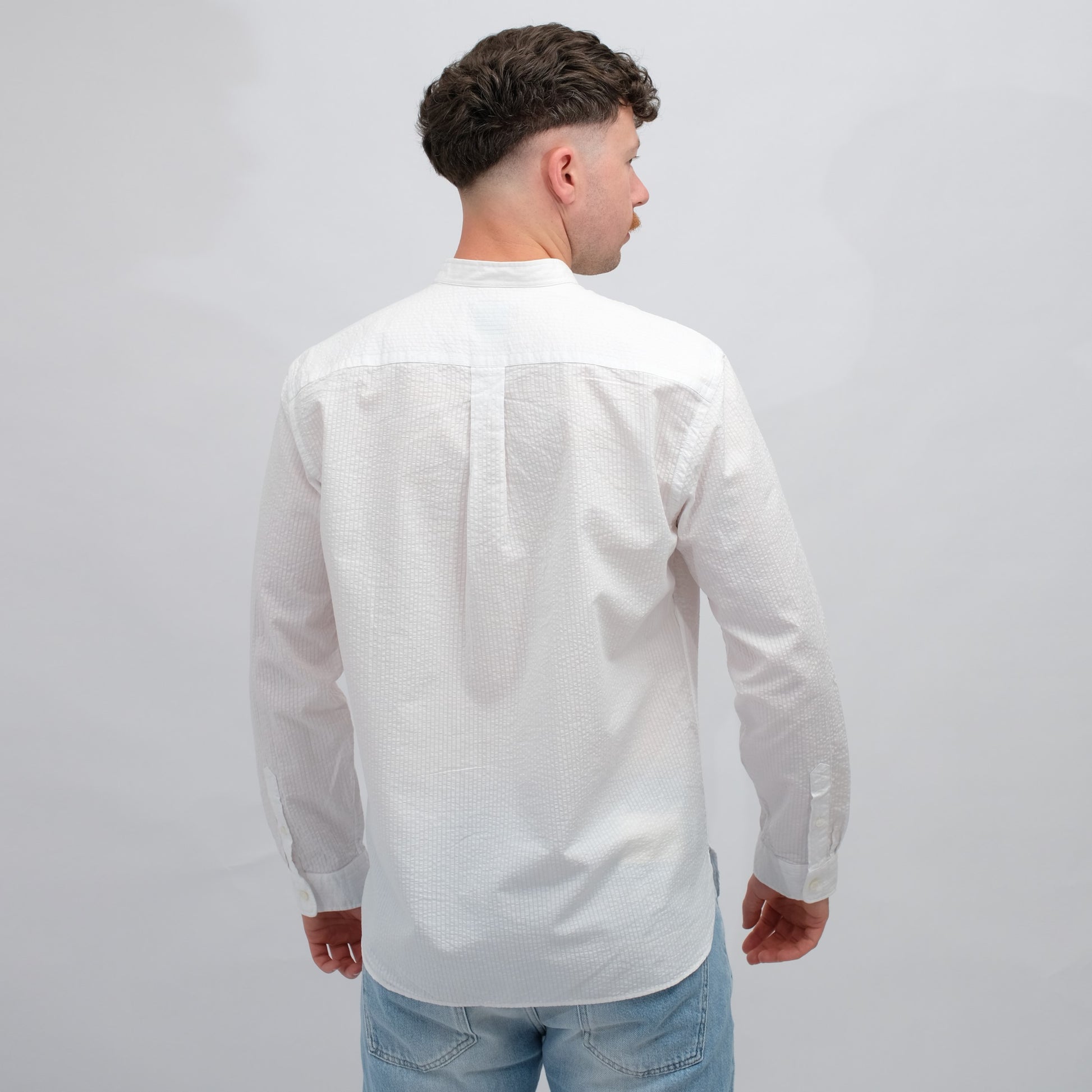 Seersucker Mao Shirt Ecru