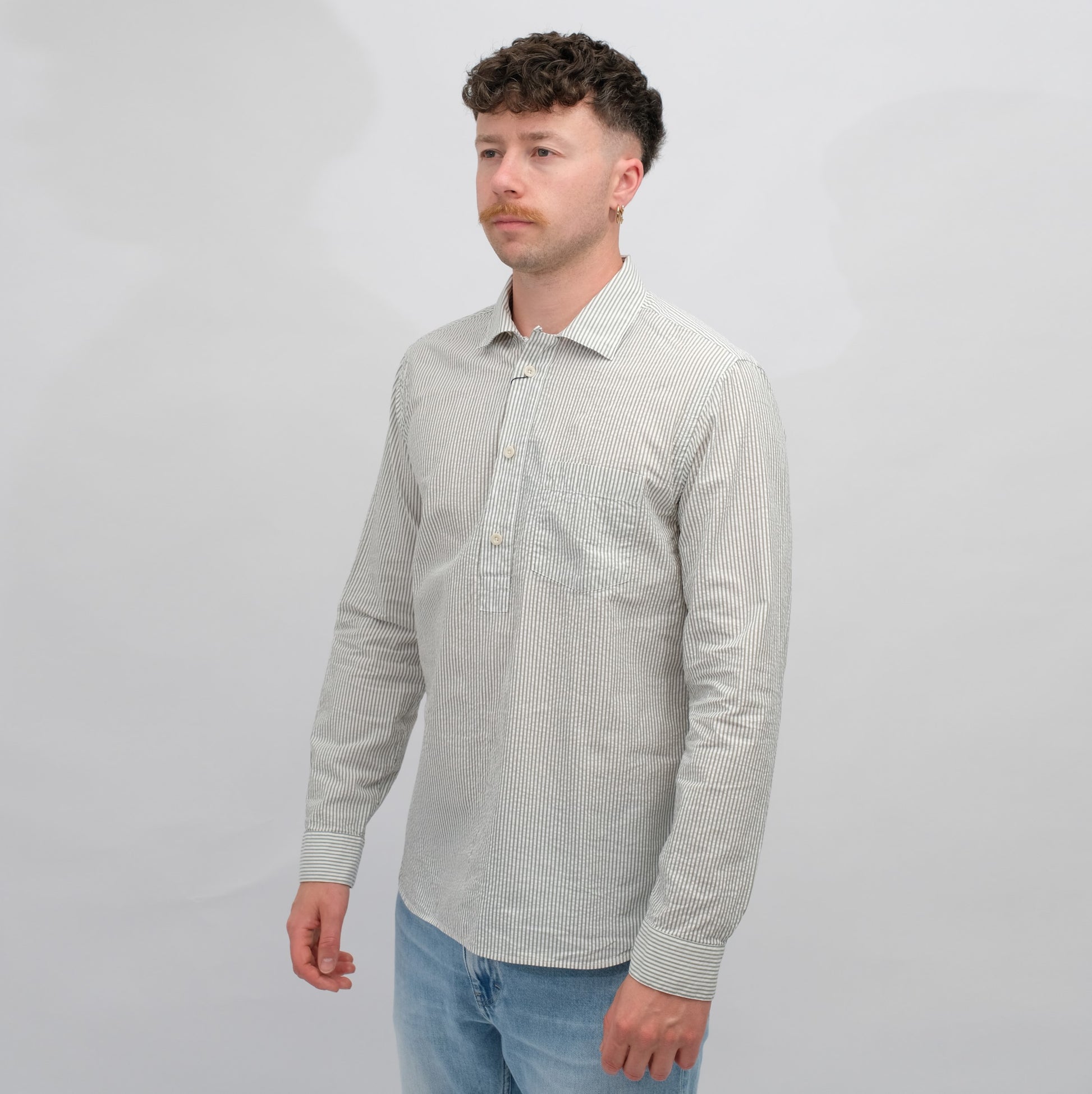 Seersucker Polo Shirt Green Br