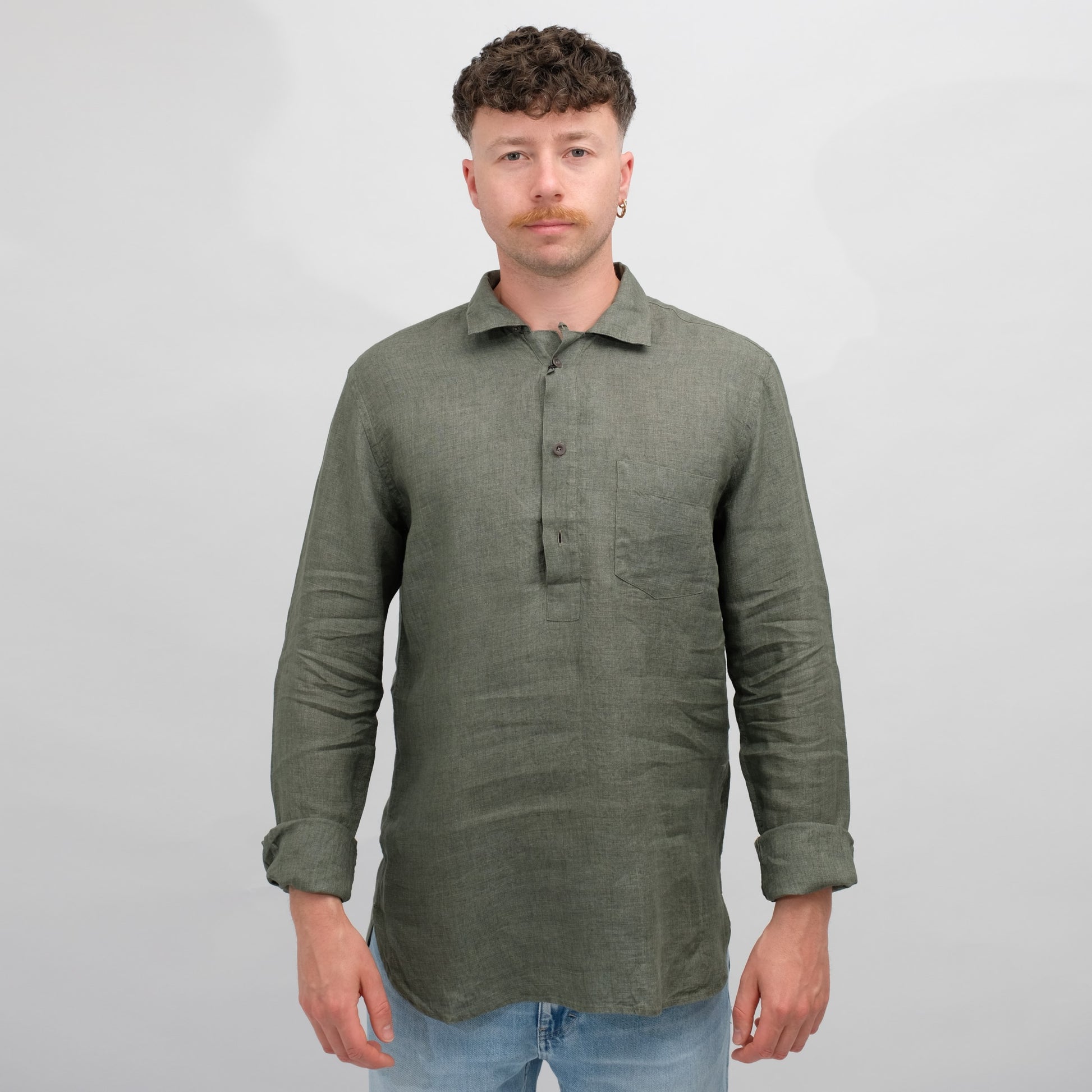 Linen Polo Shirt Khaki