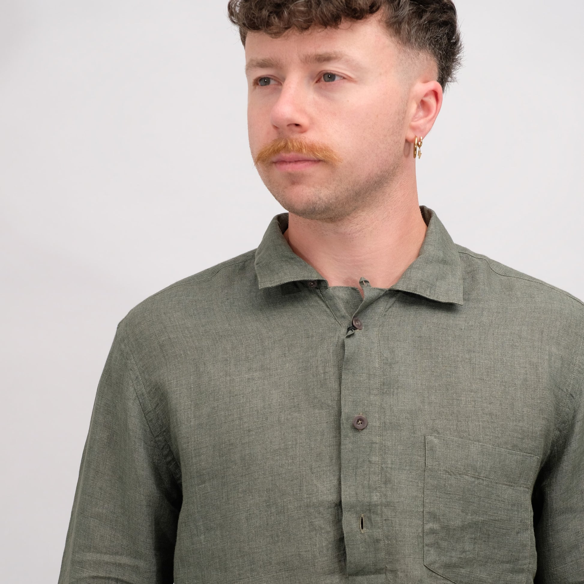 Linen Polo Shirt Khaki