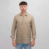 Linen Polo Shirt Beige Brown