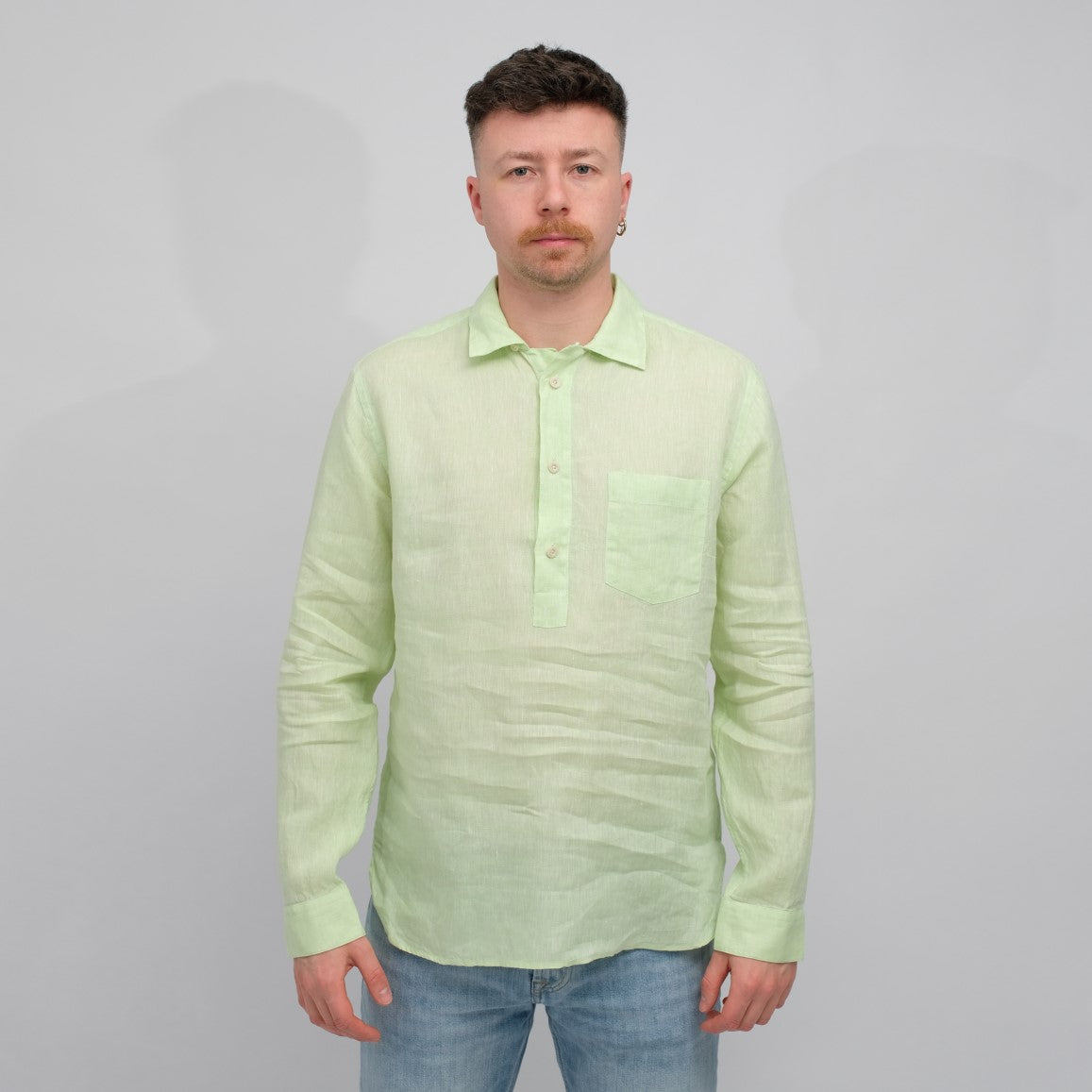 Linen Polo Shirt Green