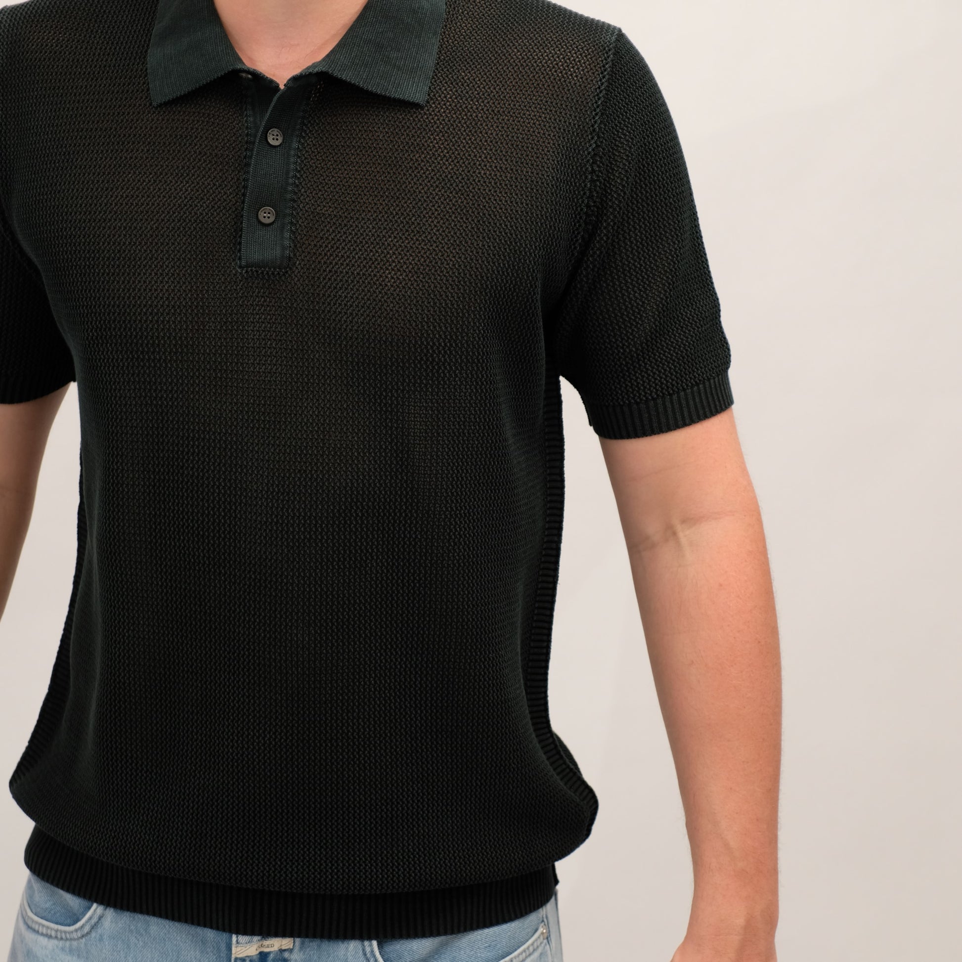 Knit S/S polo shirt Nero