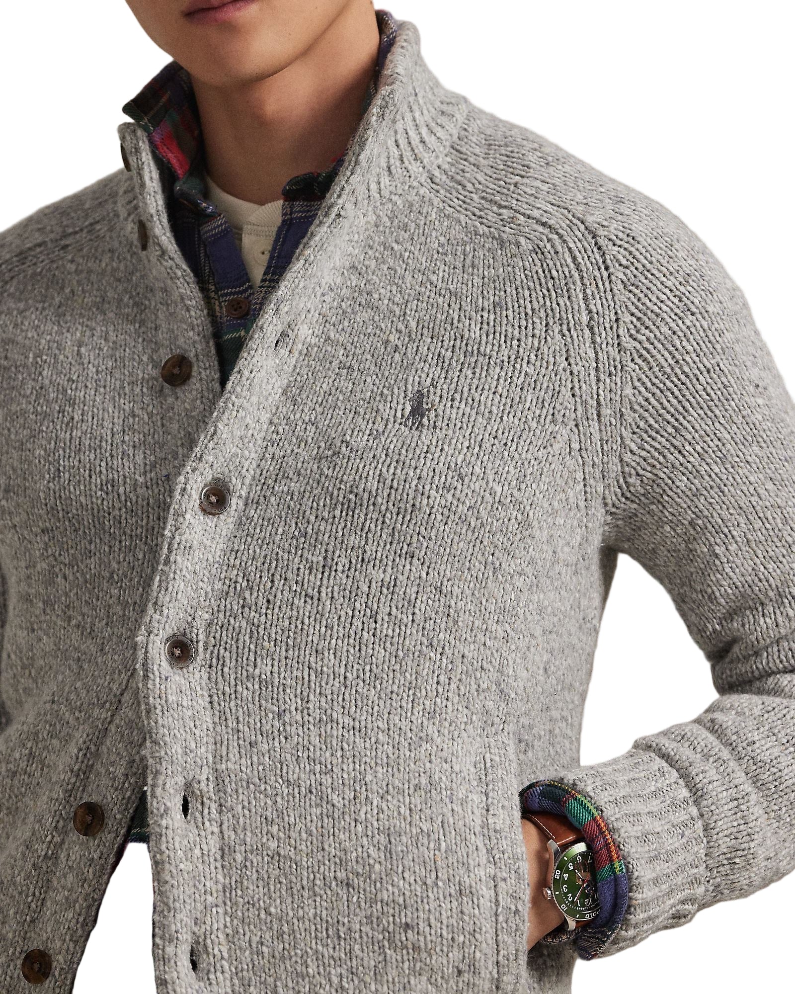 Grey Marl Wool Cardigan