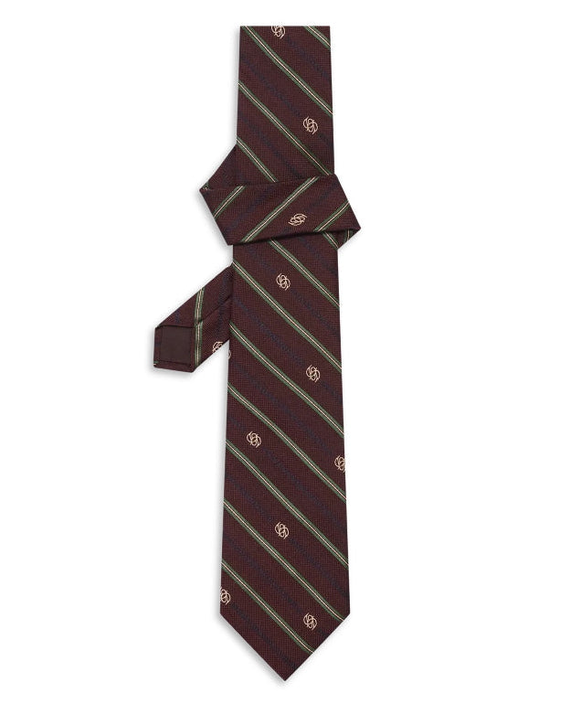Wine Red Striped Monogramme Ti