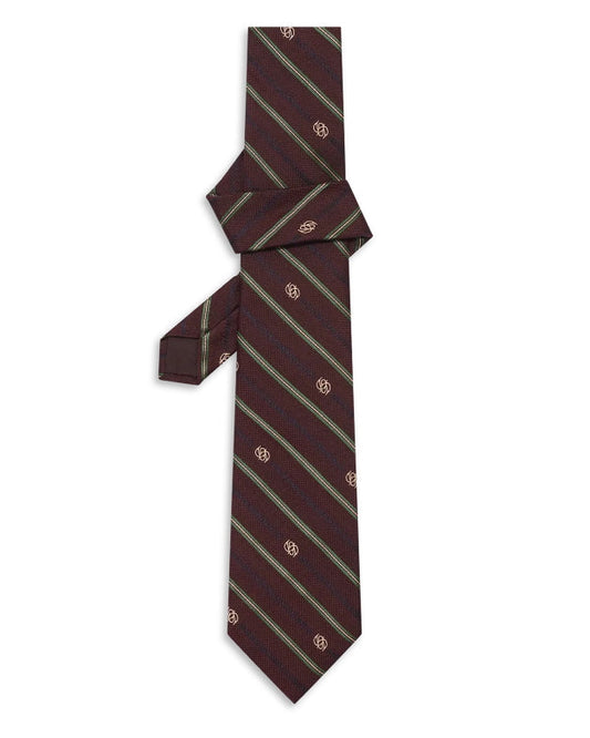 Wine Red Striped Monogramme Ti