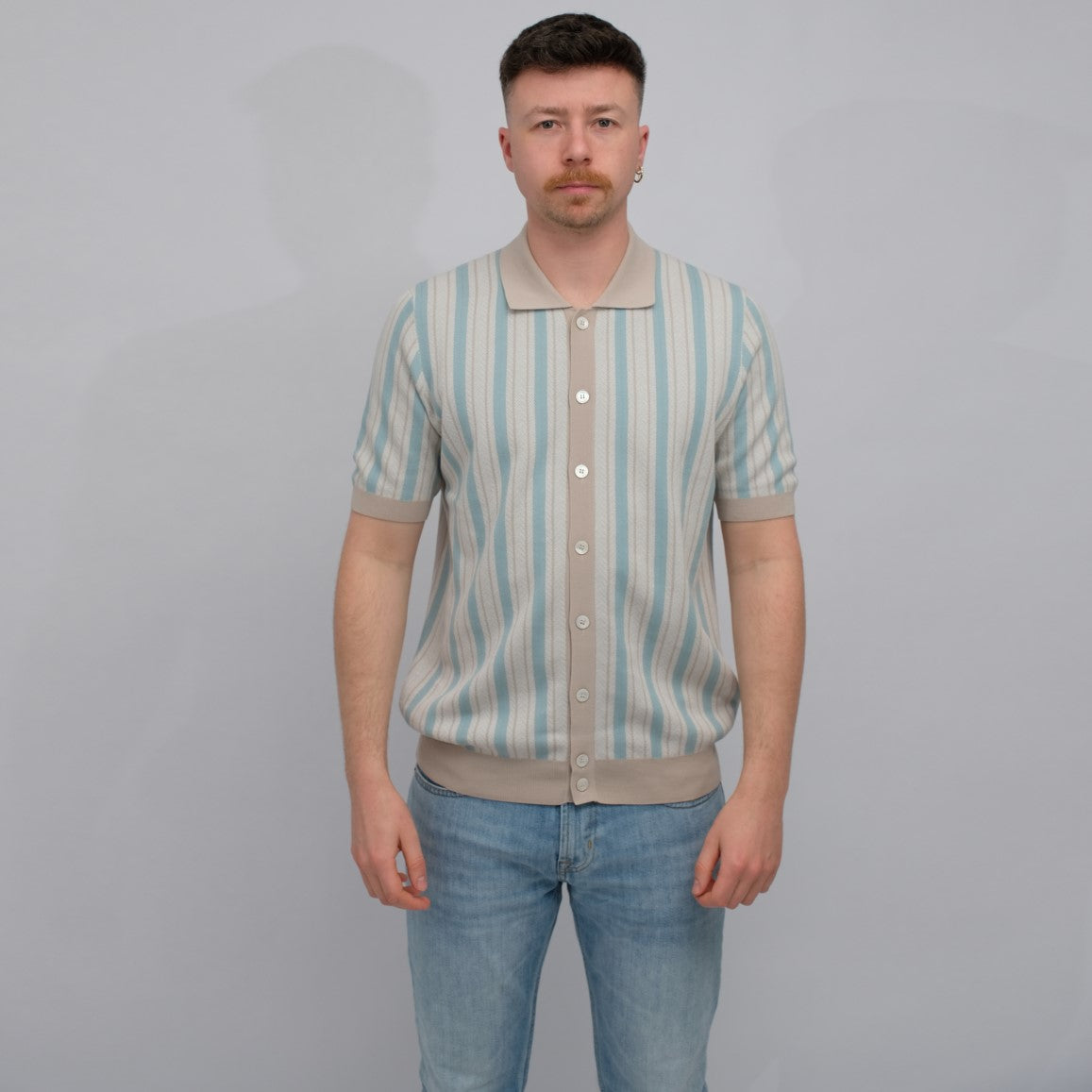 Knitted Button-Through Polo Be