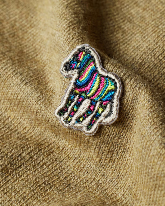 Beige Zebra Badge Wool