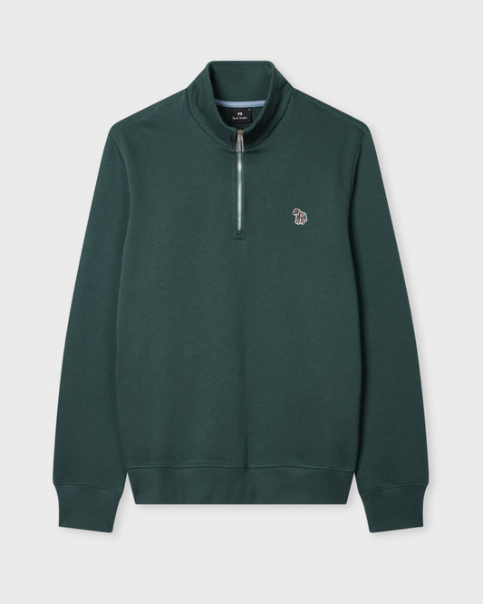 Green Sweat Halfzip Zebra Badg