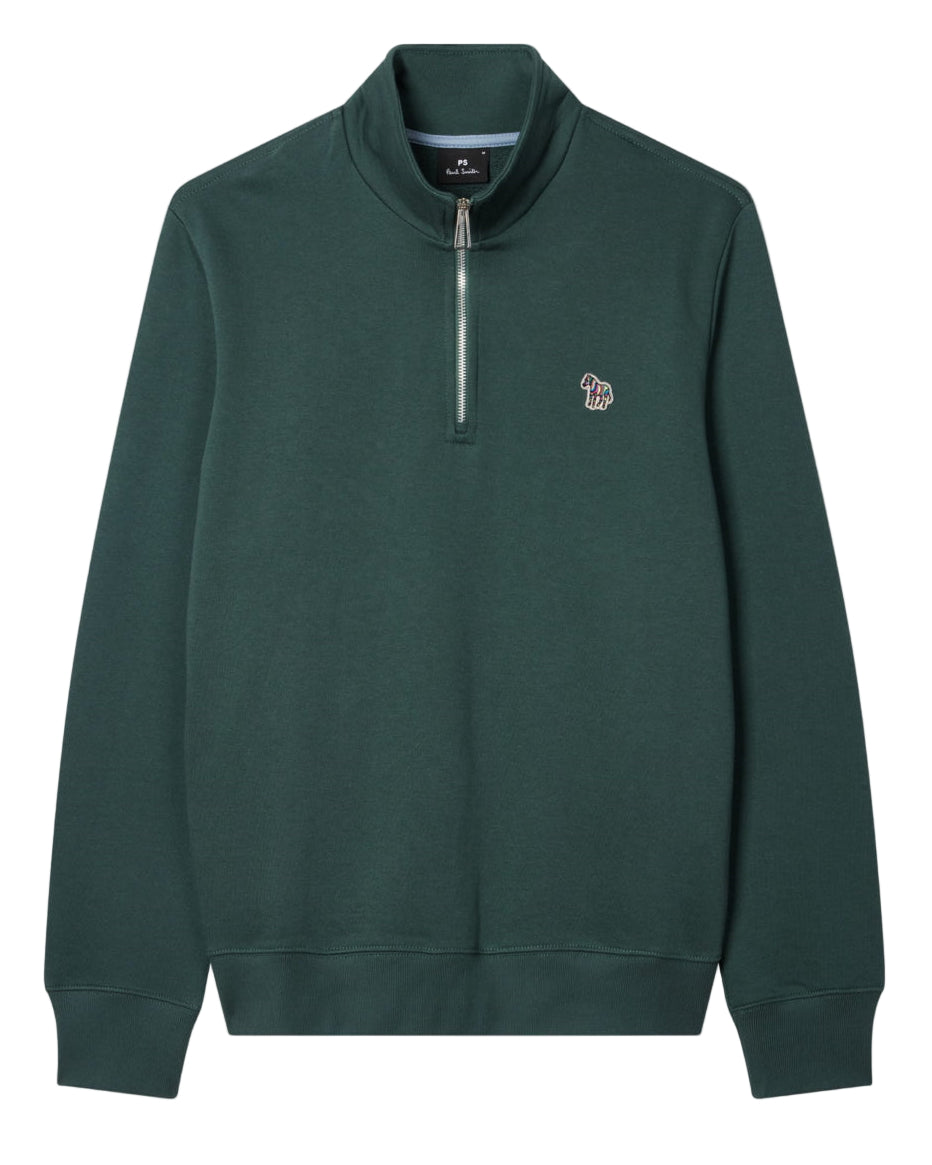 Green Sweat Halfzip Zebra Badg