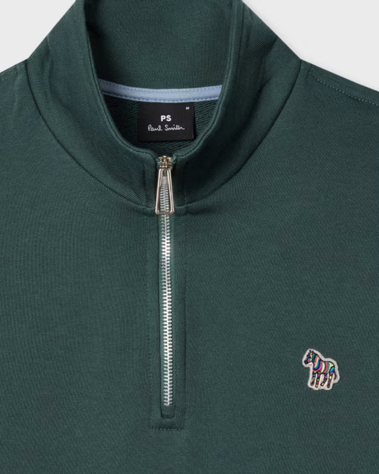 Green Sweat Halfzip Zebra Badg