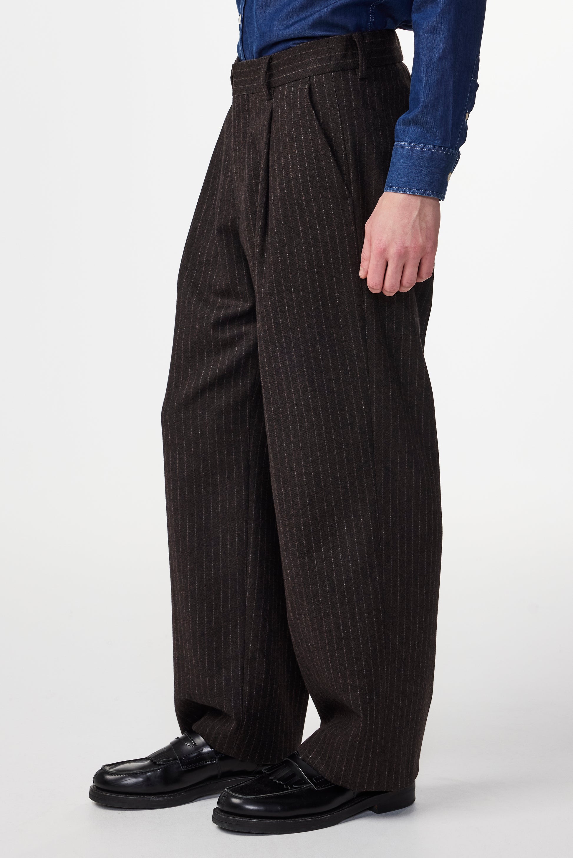 Kay Woolblend Pants Brown Stri