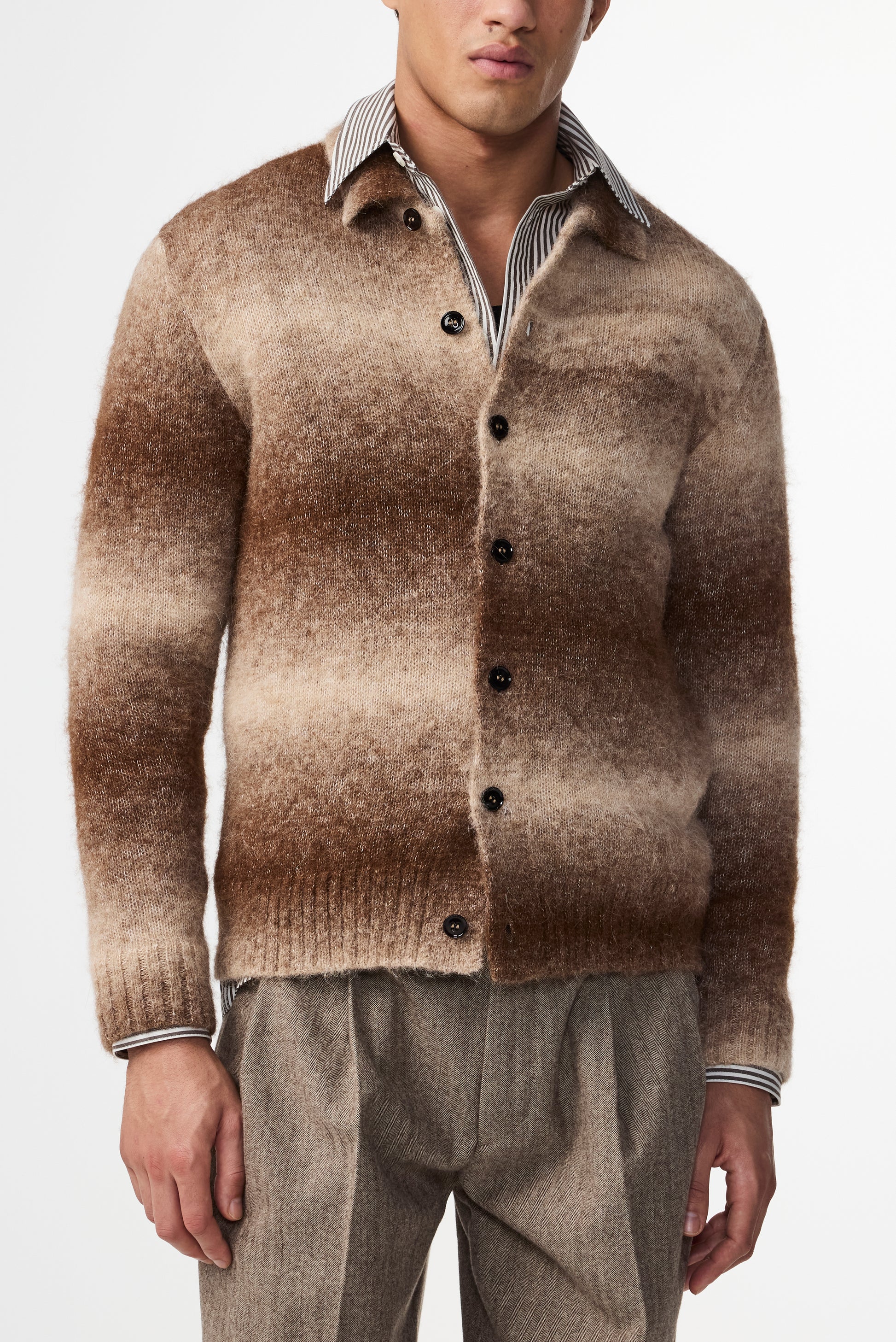 Alfie Wool Knit Polo Cardigan