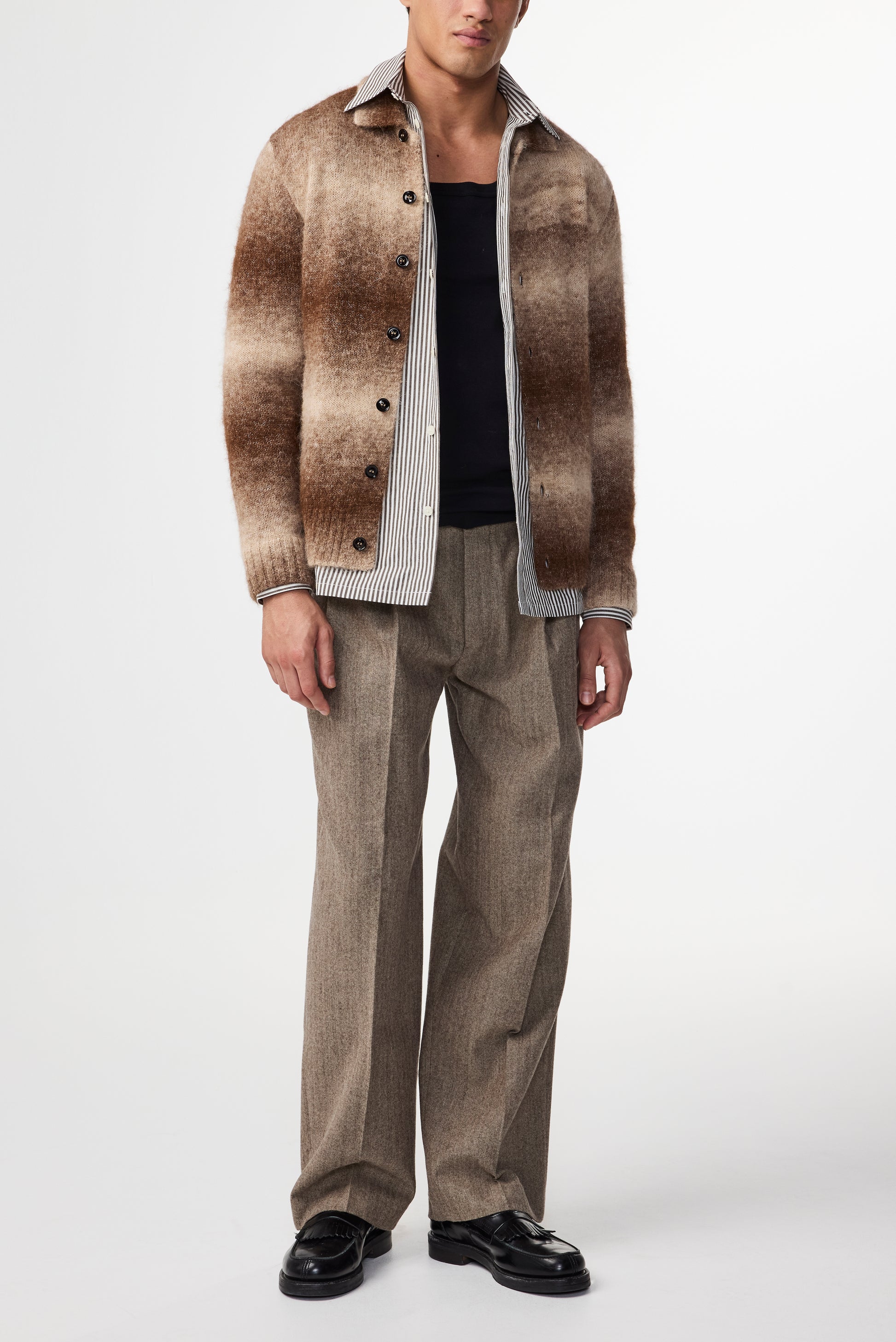 Alfie Wool Knit Polo Cardigan