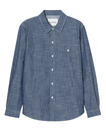 Washed cotton chambray Ink Blu