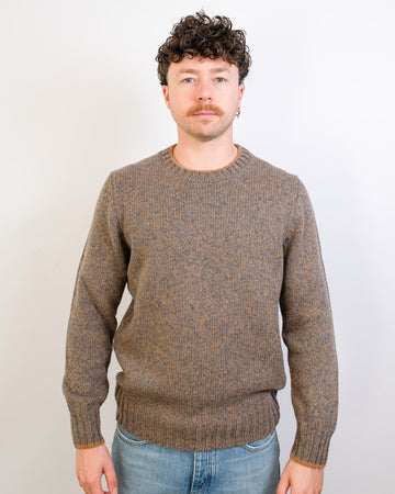 Brown Beige Melee Half Button