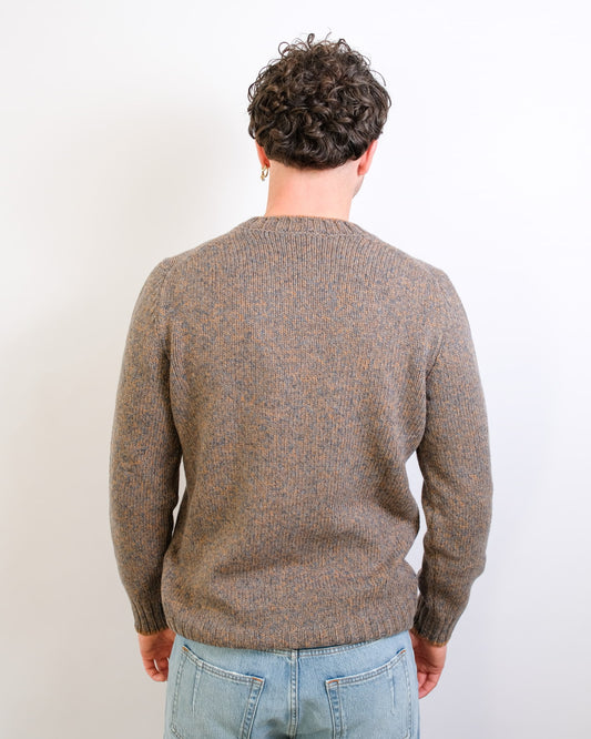 Brown Beige Melee Half Button