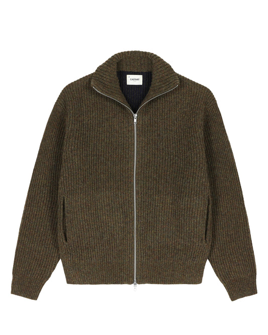Brown Shetland Wool Zip