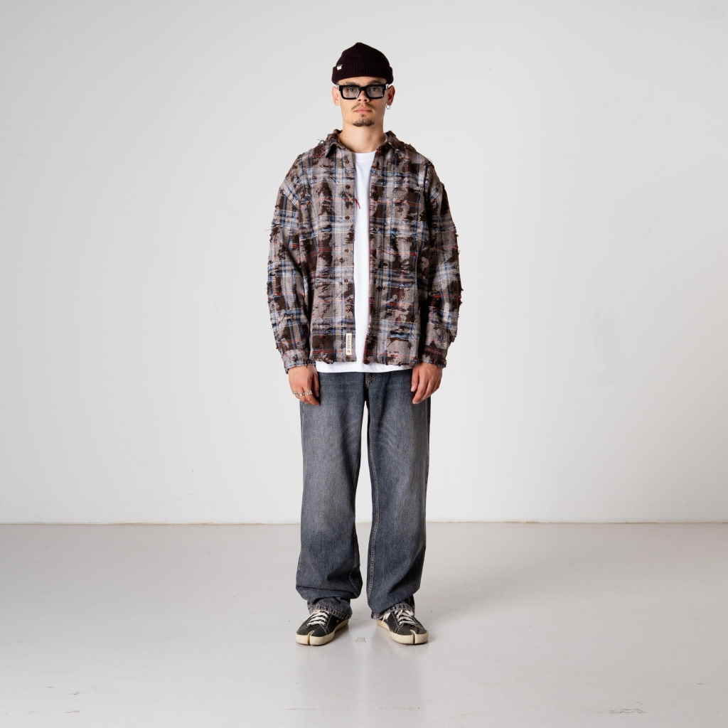 WBJong Ripped Shirt Brown Check