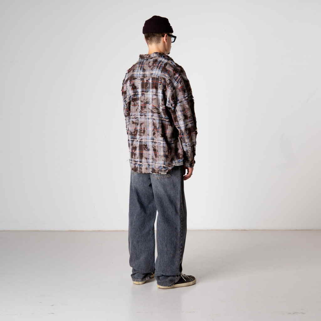 WBJong Ripped Shirt Brown Check