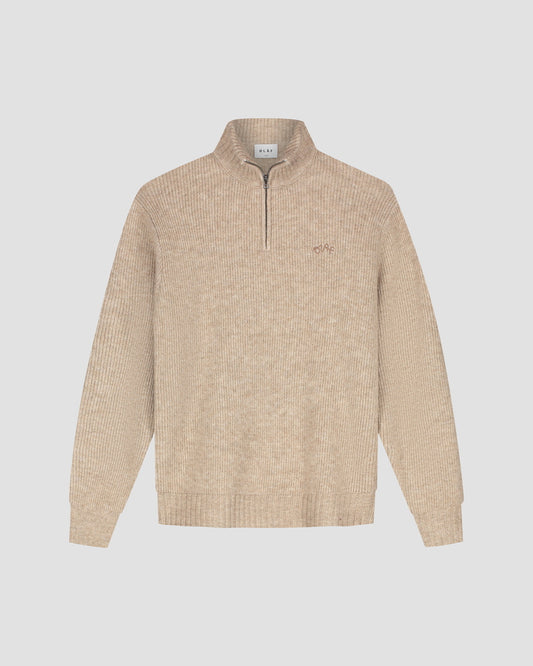 BEIGE KNITTED ZIP