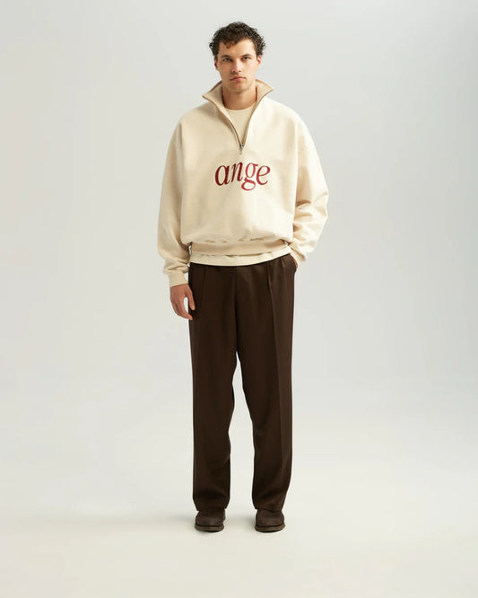 Oatmeal Cotton Zipped Relaxed