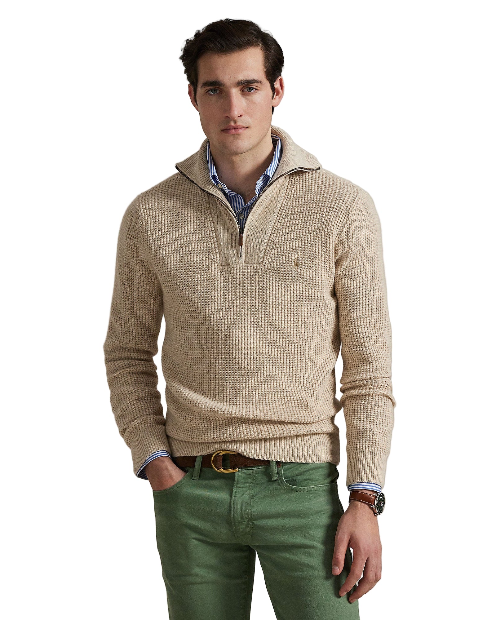 Waffle Wool Cotton Quarter Zip