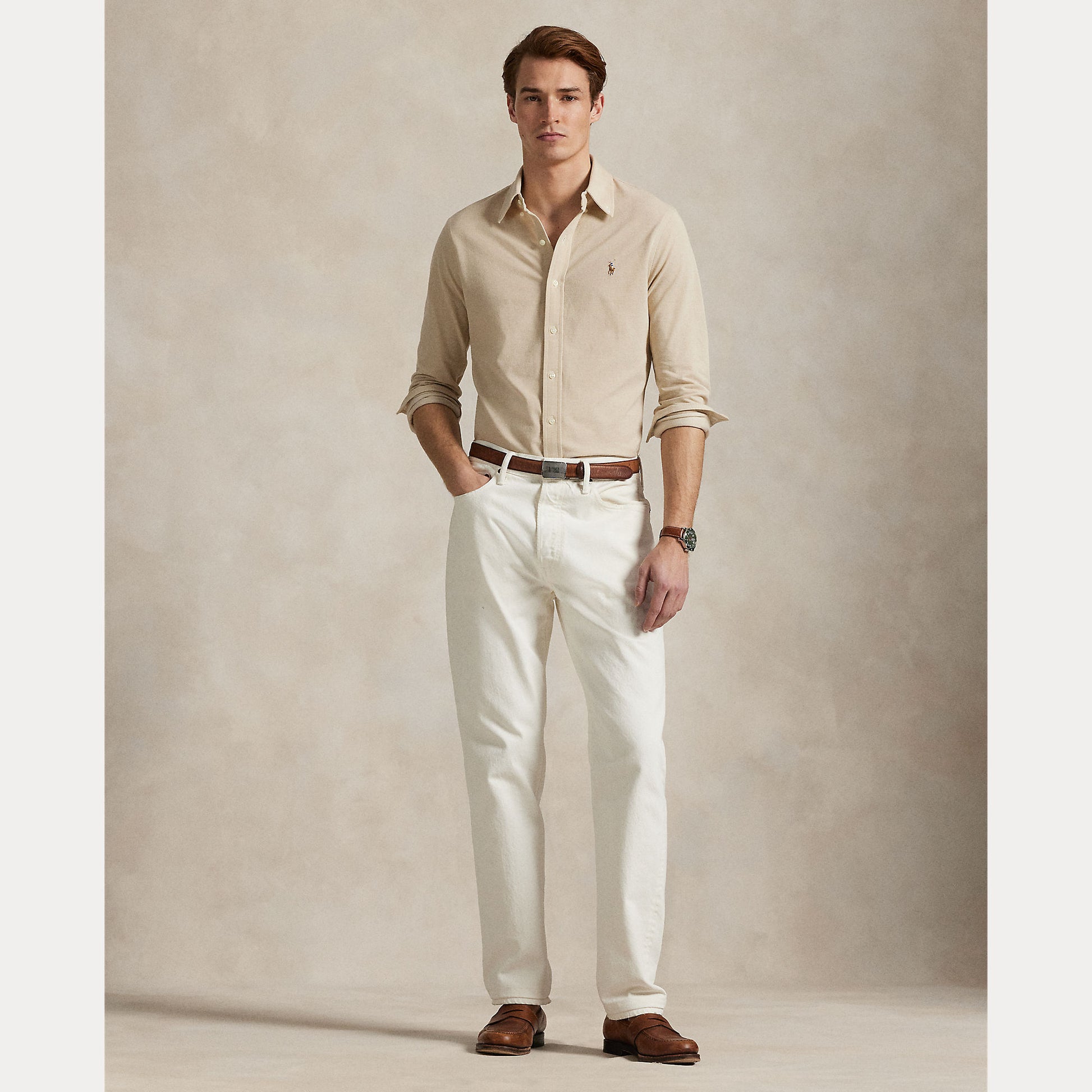 Knit Oxford Shirt Coastal Beig